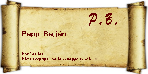 Papp Baján névjegykártya
